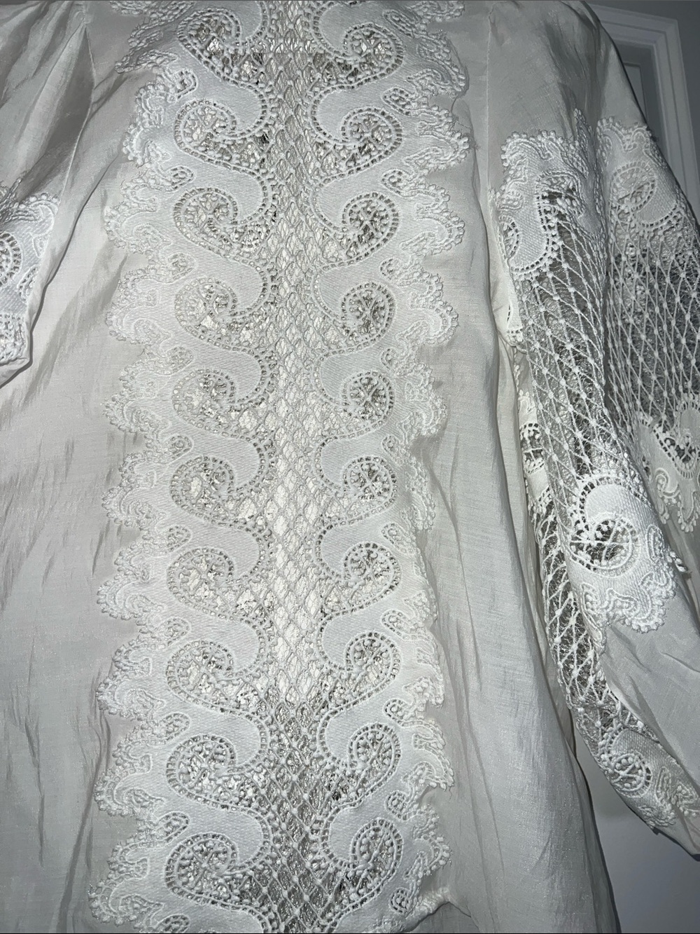 White Lace Victorian-Inspired Blouse with zipper closure - Picture 5 of 9
